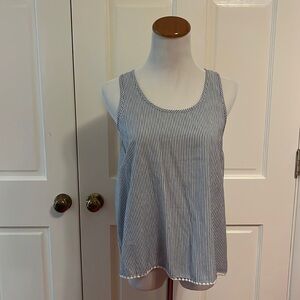 Blue and white striped top